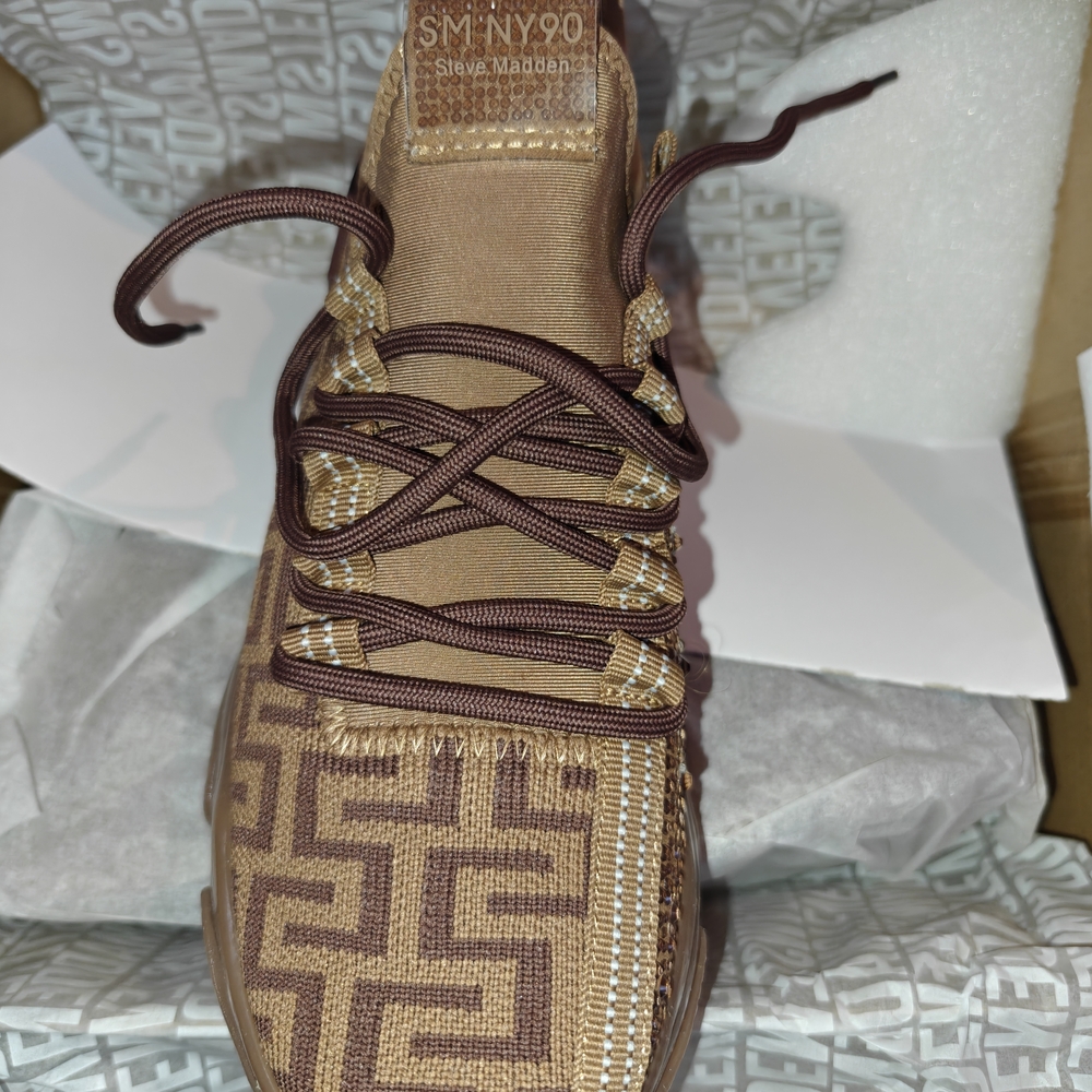 Steve Madden Tan and Brown Patterned Sneakers - Picture 3 of 12